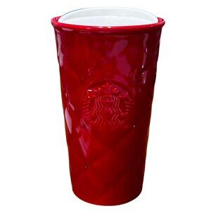Starbucks Holiday Red Diamond Tumbler 10oz - Ceramic Embossed Design